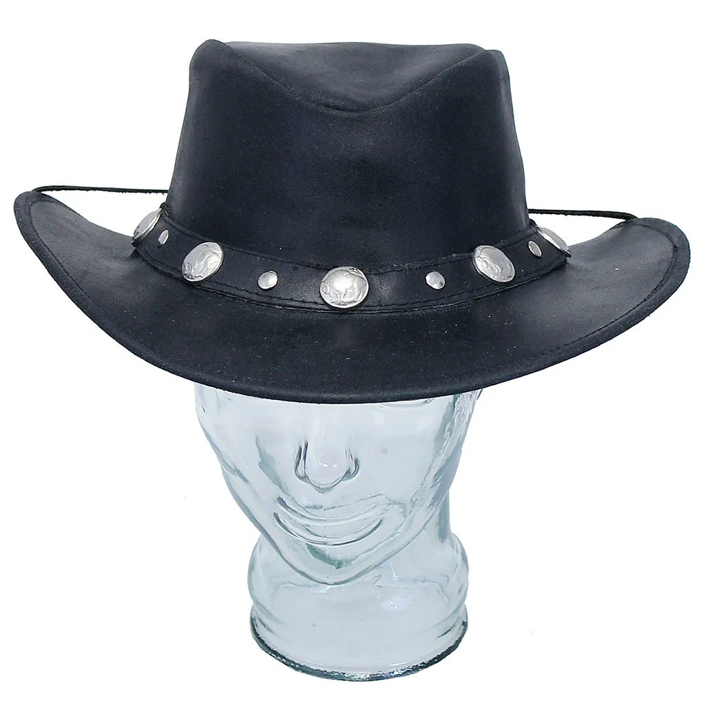 Black Cowboy Hat with Buffalo Nickel Hatband #H1040BUFK - Image 3