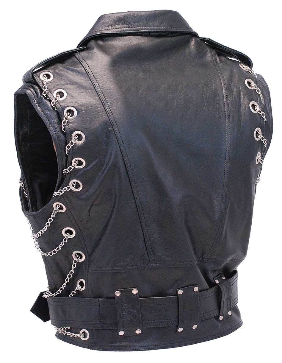 Chromed Out Leather Motorcycle Chain Vest #VM2001MCC - Image 2
