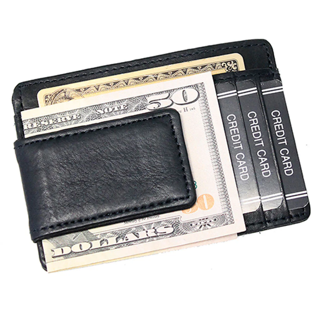 Compact Magnetic Black Leather Money Clip #W910MCK - Image 2