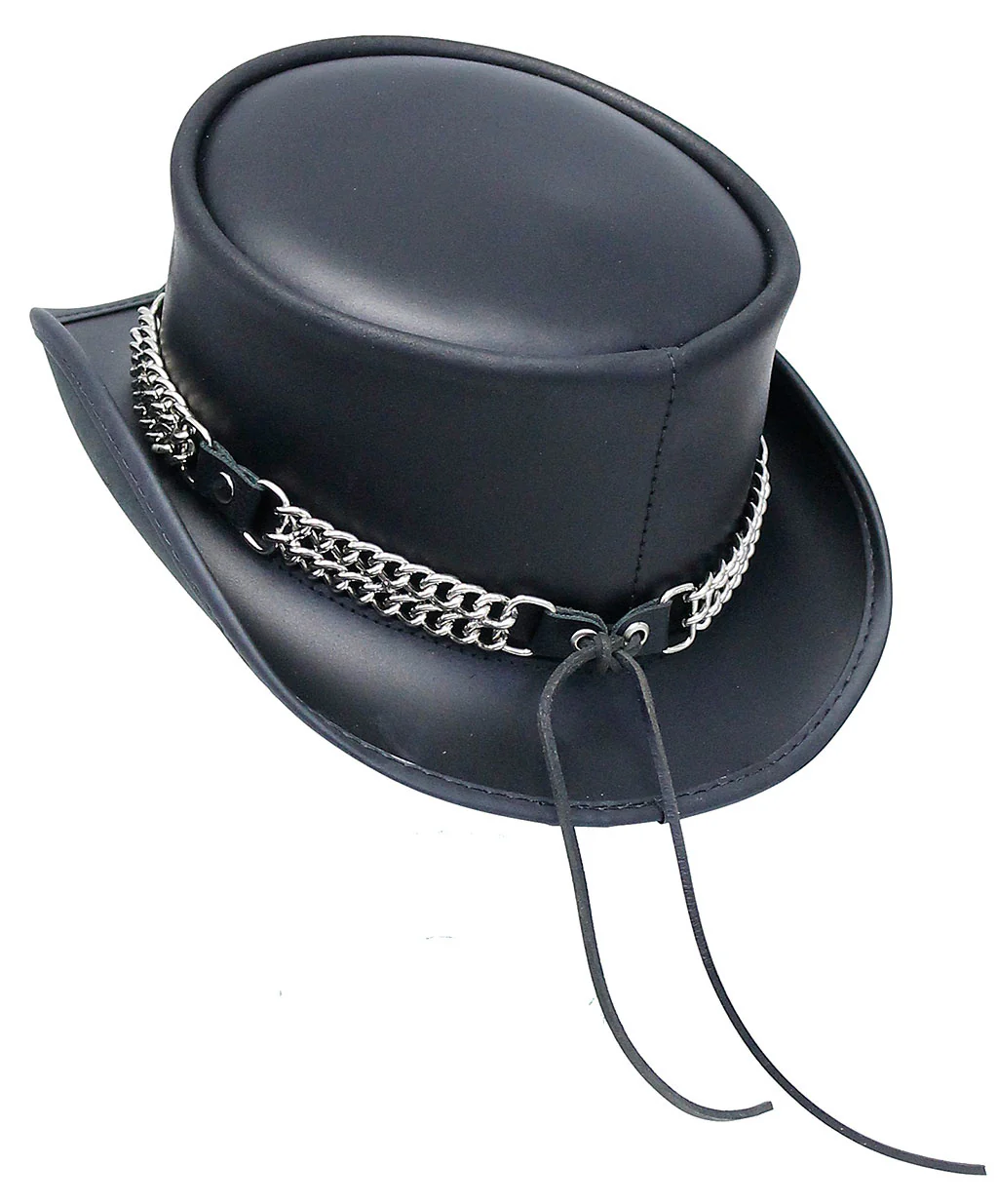 Curb Chain with Black Leather Hatband #HB-VCHAIN - Image 4