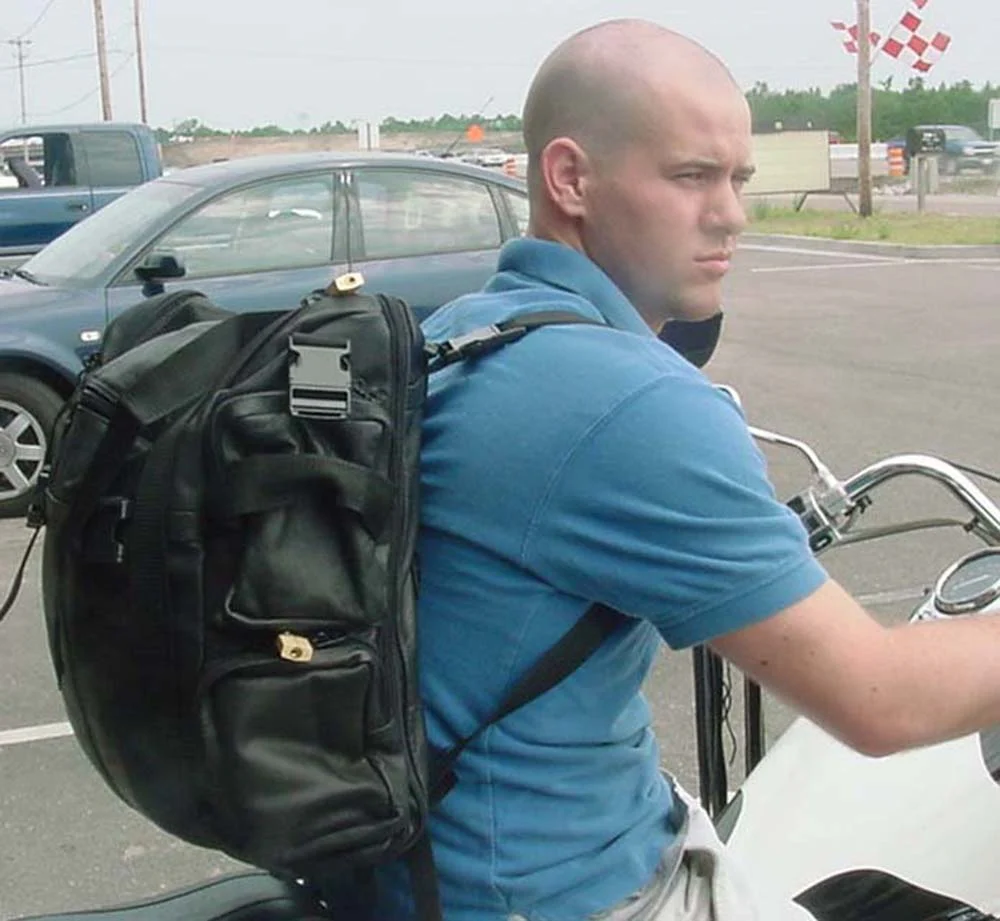 Extra Large 2 pc Leather Sissy Bar Pack / Backpack #SBX306K - Image 5