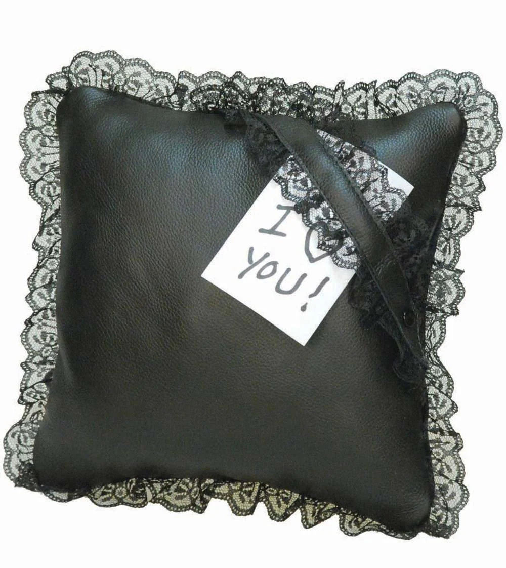 Leather and Lace Ring Bearer Pillow #A190414 () - Image 2