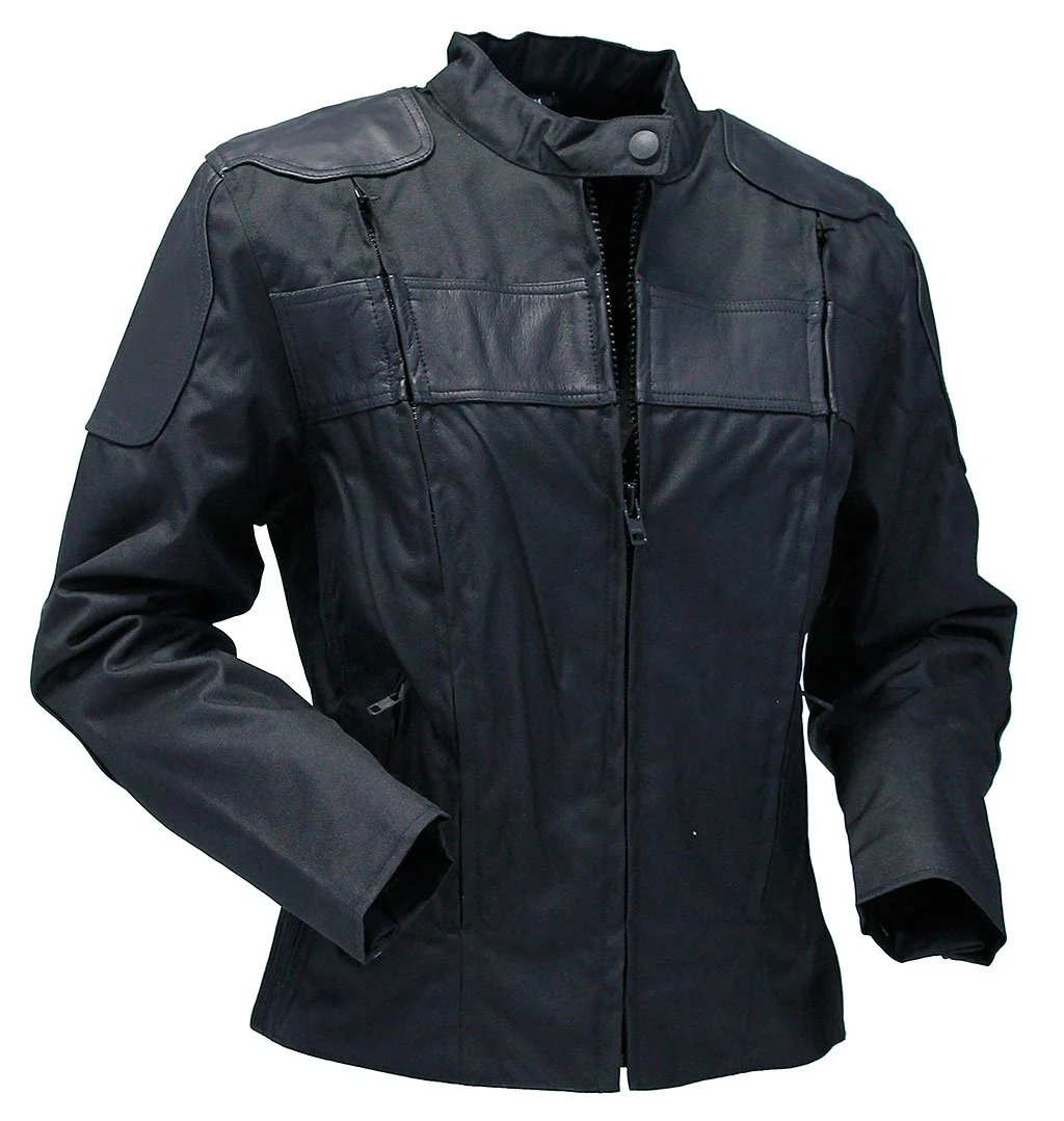 Leather and Textile Vented Women's Biker Jacket #LC2179VZK (XS,S,3X) - Image 6