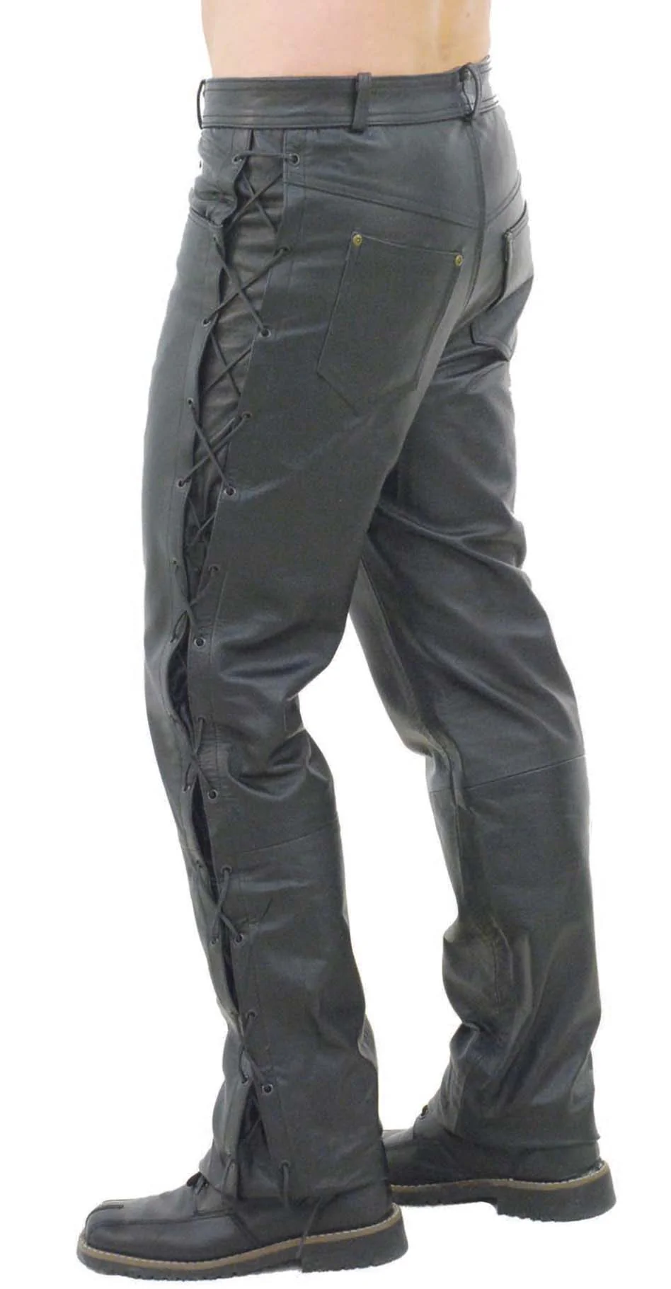 Men's Leather Pants w/Side Lacing #MP751L () - Image 3