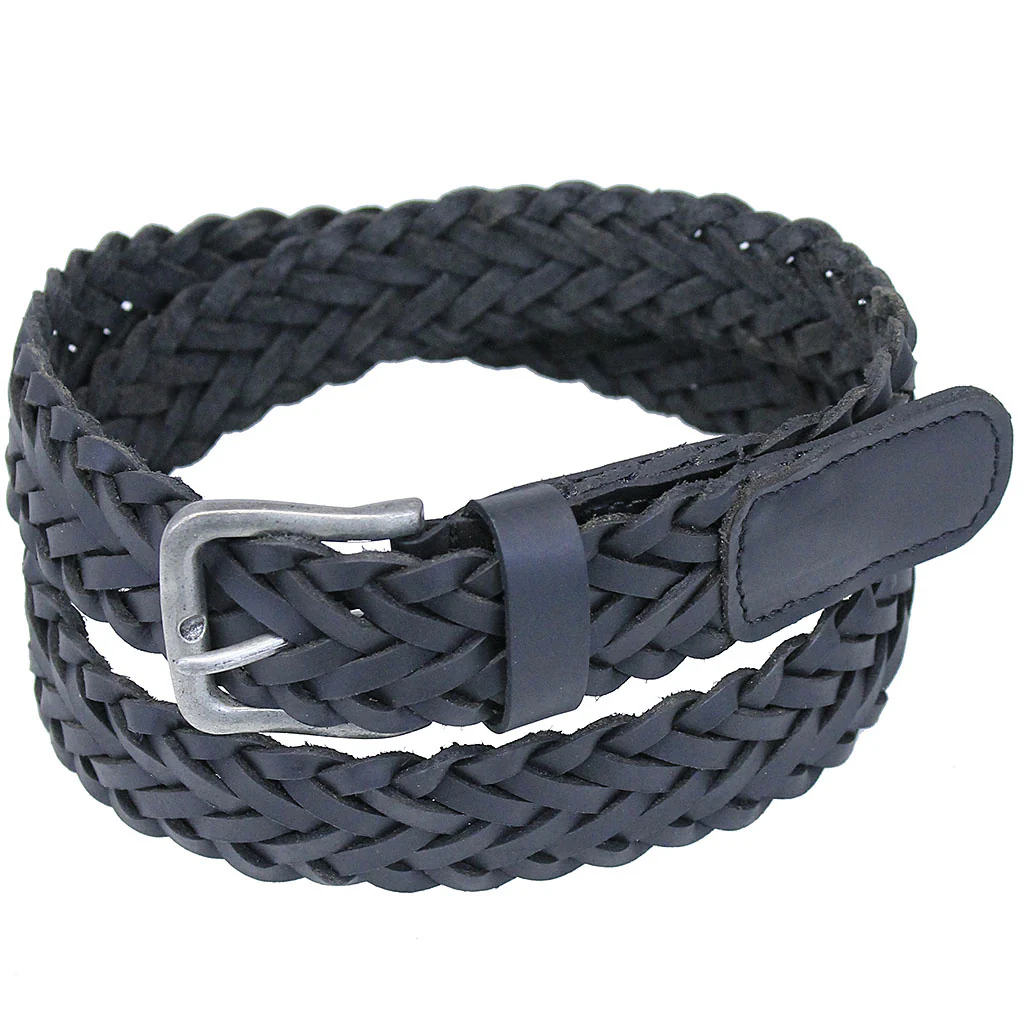 Premium Black Leather Braided Belt #BT97360BK - Image 3