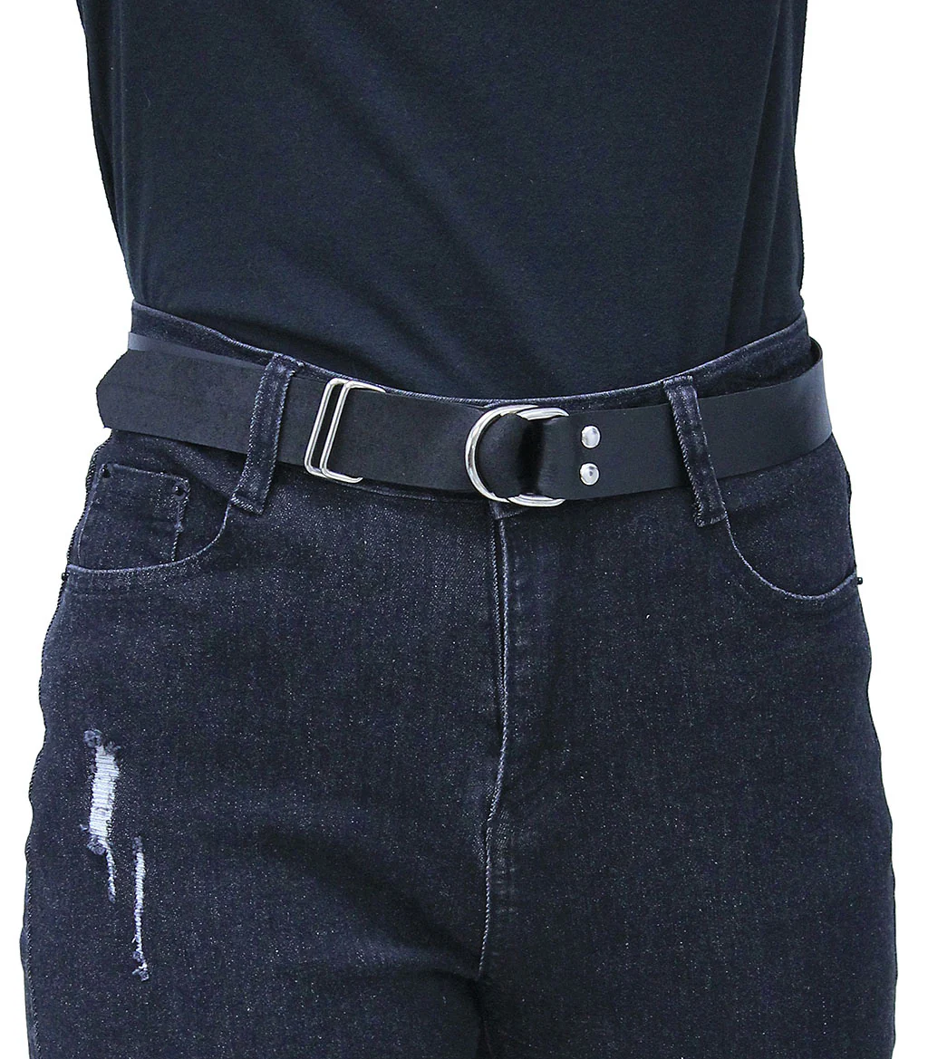 Soft Black Leather Double D-Ring Belt #BT127SDDK - Image 3