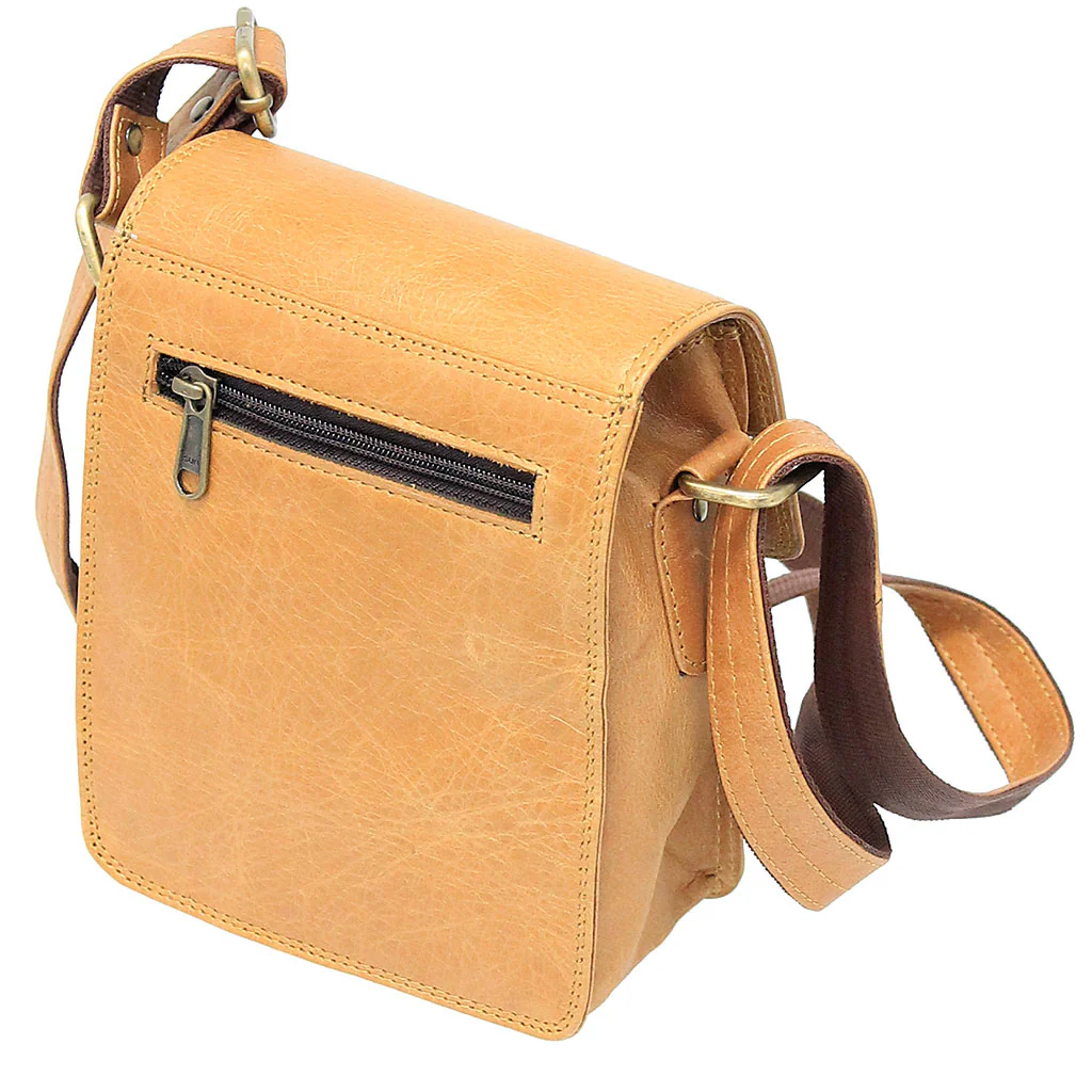 Tan Leather Cross Body Utility Bag #P51TAN - Image 3