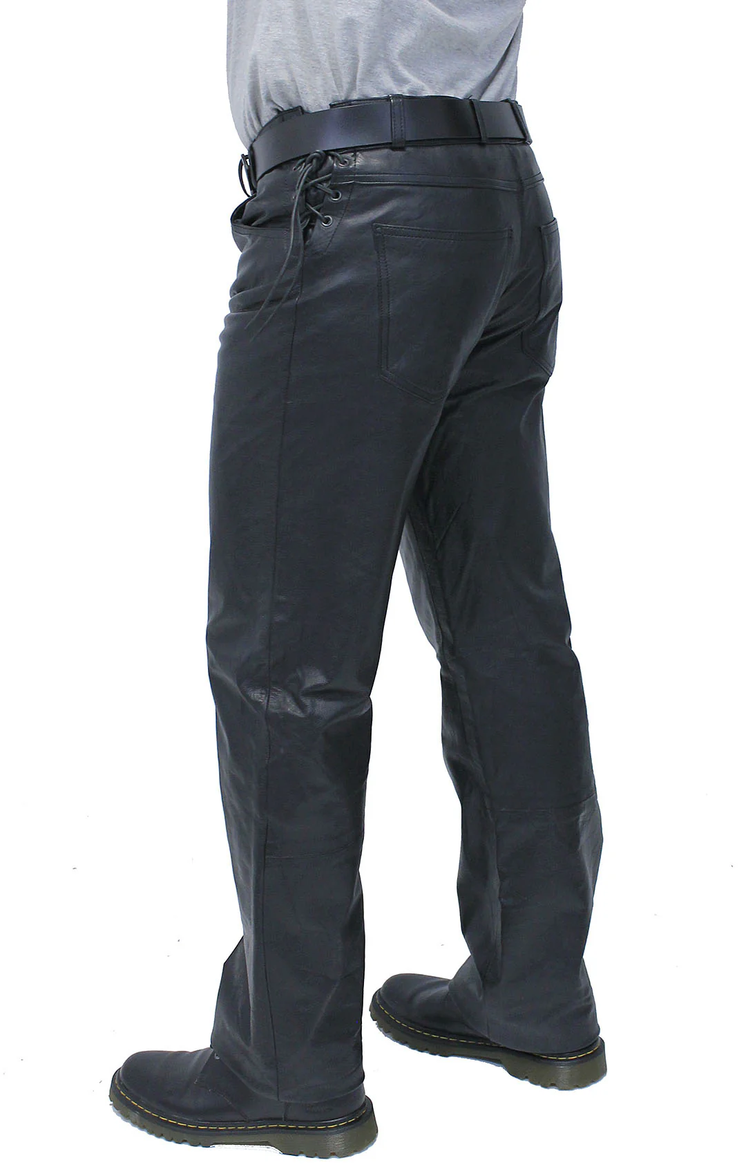 Top Side Lace Leather Pants for Men #MP804LK (28-40) - Image 4